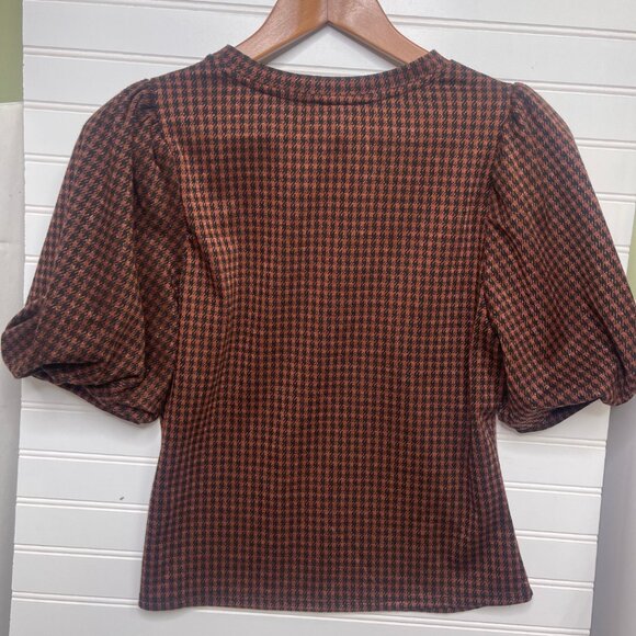 Iris Houndstooth Balloon Sleeve Blouse - Picture 4 of 14